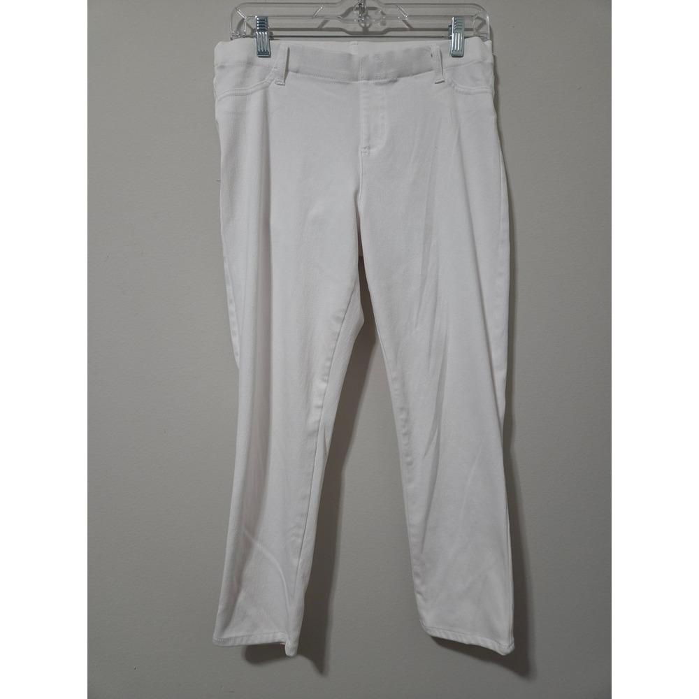 Faded Glory Womens White Pull On Jeggings Size L 12-14 Stretch Denim Style Pants